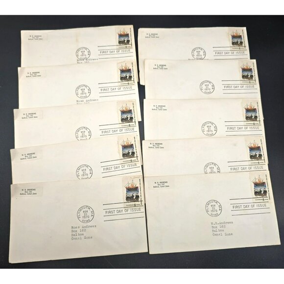 First Day Of Issue Covers U.S. Pilgrim 6¢ Stamp Plymouth MA 1970 Lot LI3015 - Picture 1 of 7